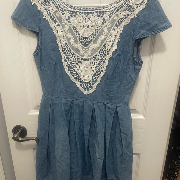 Taylor & Sage Blue Dress with White Lace Back - Picture 15 of 15